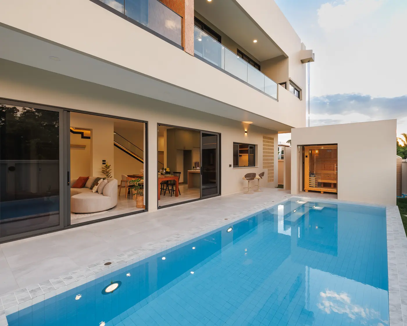 The private mineral pool beside the living area